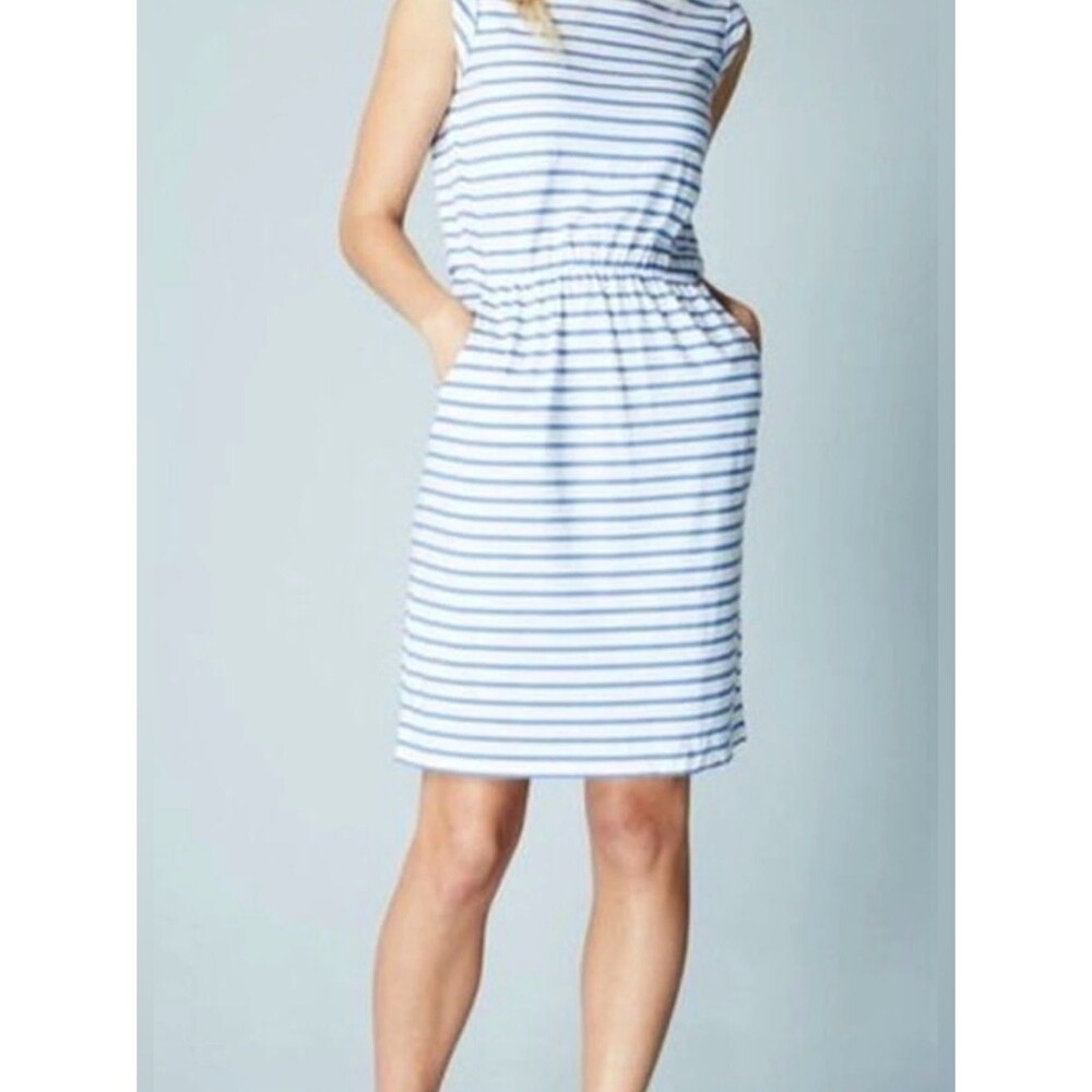 Boden BlackBerry soft, Striped Sleeveless Midi Dress. Sz 8. Nautical. Preppy.